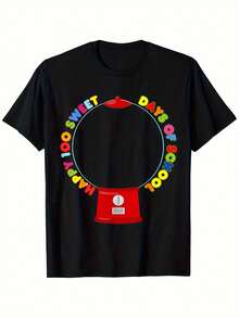 Camiseta en blanco del proyecto Days of School Empty. Peso de la tela de 180G. Lavable. Camiseta para Hombres y Mujeres. Día de San Valentín. Hombres y mujeres, mamá y papá, amigos. S. Negro - Negro - Ver 1