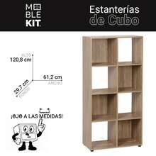Ecommerc3 MOBLEKIT | Modular Wooden Shelves With Different Compartments And Door Options, Bookcases And Storage Furniture For Bedroom, Kitchen Or Entryway - Roble - 8 Kompartemen | 61,2*29,7*120,8cm - View 3