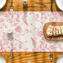 Artoid Mode - Camino de Mesa con Diseño Monocromático de Bosques, Pájaros y Flores para Decoración de Estaciones ,Primavera, Verano, Otoño, en Comedor, Cocina y Fiestas del Hogar, 13 x 72 Pulgadas(13" x 72", Table Runner Rosa) - Multicolor - Ver 5