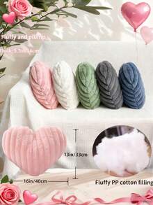 情人节爱心抱枕装饰靠垫，心形柔软蓬松人造毛皮可爱抱枕靠垫，适用于沙发、椅子、床、卧室家居装饰，美观大方，红色 - 紅色 - 查看 2