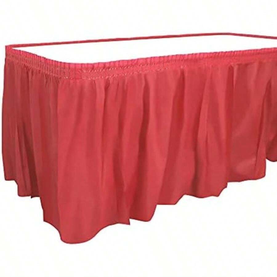 Party Dimensions - Falda de plástico para mesa, una unidad, 8.83 m x 4.26 m, , 1(Rojo) - Multicolor - Ver 1