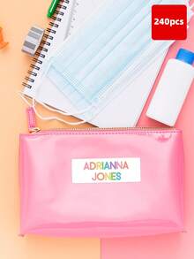 1-240 ملصق اسم شفاف مقاوم للماء - ملصقات أطباق الأطفال، أكواب الشرب، علب الغداء، ملصقات شخصية لا تحتاج إلى كي للحضانة والمدرسة والرياضة، بطاقات هوية قابلة لإعادة الاستخدام للزجاجات والحقائب والحقائب الرياضية، أكياس تخزين متينة، مناسبة للأطفال والأطفال الصغار والمراهقين والمنزل اليومي والتخييم والسفر وسكن الجامعة - بطاقة الاسم 2 - مشاهدة 19