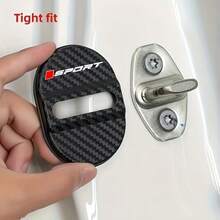 4-Piece Sports Style - Car Door Lock Cover Protection Cover&Door Lock Protection Device, Suitable For Most Cars, Red Square SPORT Door Lock Buckle Protection Cover, Carbon Fiber Texture Design, Vibration And Noise Reduction/Sound Insulation Adhesive/Rust Prevention/Sealing Patch Buffer - Multicolor - View 3