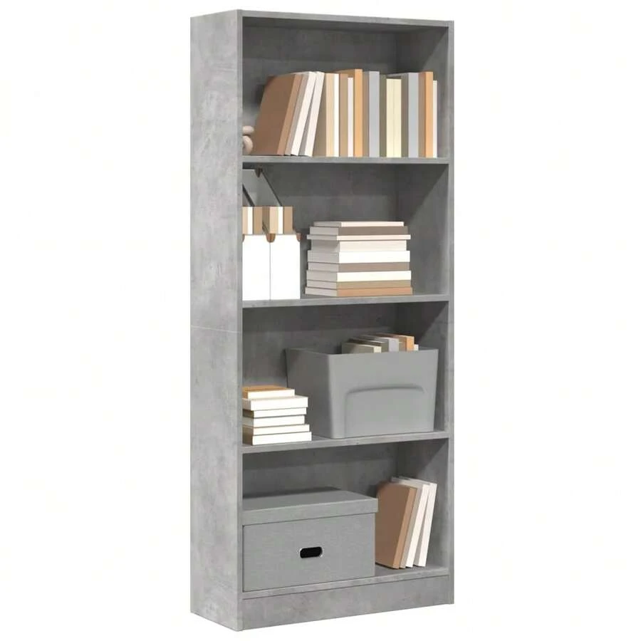 Estantería vidaXL color hormigón gris, 60x24x143 cm, material a base de madera. - Gris - Ver 1