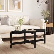 Table basse vidaXL noire 118 x 63 x 45 cm en pin massif - Noir - Voir 4
