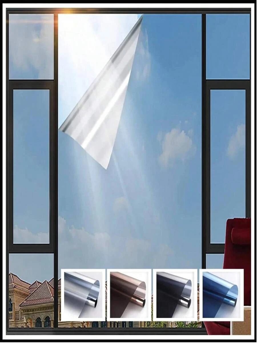 1Roll One Way Privacy Window Film, Sun Blocking Reflective Window Film See Out Not In, Heat Control Window Tint For Home, Anti UV Static Cling For Windows Office Door - Multicolor - View 1