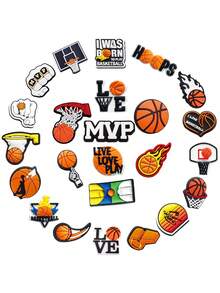 25 Stücke Basketball-Themen Schuh-Accessoires Charms, süße Schuh-Dekorationen geeignet für Clogs-Partys, Geschenk für Frauen und Männer (sortierte Stile, handgefertigt mit möglichen geringen Klebstoffrückständen oder Mängeln auf der Rückseite) - Basketball - Übersicht 3