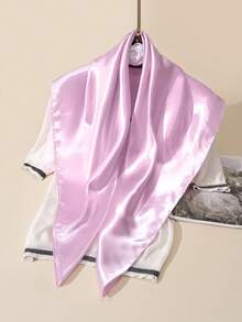 1 pieza Pañuelo cuadrado de satén de unicolor de 90cm, esencial para la playa, vacaciones y viajes - Rosa Pálido - Ver 2