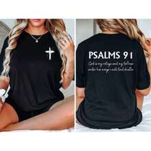Psalm 91 Shirt, Bible Verse-Shirt, Christian Shirt, Women's Religious Shirt, Faith Shirt, Christian, Jesus Shirt, Her,Letter Print, Comfortable Cotton Material, Skin Friendly, Soft And Cool, Summer Women's-Shirt - 白色 - 查看 6