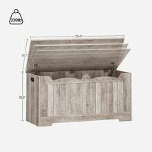 HEXCELEN Storage Chest, Storage Bench Trunk With 2 Hinge, Wooden Box, Lift-Top Chest Organizer, Shoe Bench For Entryway, Bedroom, Living Room, Greige - 象牙色 - 查看 9