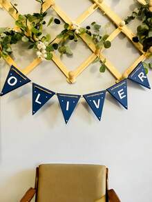 1pc Personalized Wooden Triangle Flag, Wooden Banner, Customized Name Triangle Flag, Holiday House Decor, Christmas Tree Decor, Nordic Style Triangle Flag, Merry Christmas Banner, DIY Christmas Wreath