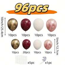 96pcs Burgundy Gold And Blush Pink White Balloon Arch Kit For Birthday, Wedding, Bridal Shower, Gender Reveal, Baby Shower, And Party Decorations. Elegant Metallic Mix With Soft Tones Creates A Luxurious Romantic Atmosphere, Perfect For DIY Garland, Backdrops, And Event Styling - Burgundy - View 8