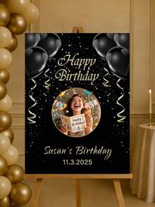 Customizable Photo & Text Signage, Suitable For Birthday/Graduation/Christmas Party Decor - Welcome Sign With Name/Date/Photo, DIY Signage For Milestones, Door Signs, Table Numbers, Etc. - Multicolor - View 6