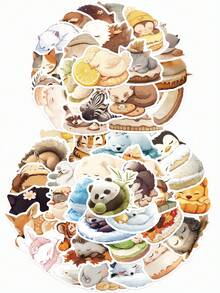 50pcs Sleeping Animals Stickers Cute Cartoon Graffiti Decal DIY Notebook Laptop Phone Guitar Stationery Stickers For Students Gift - Multicolor - View 3