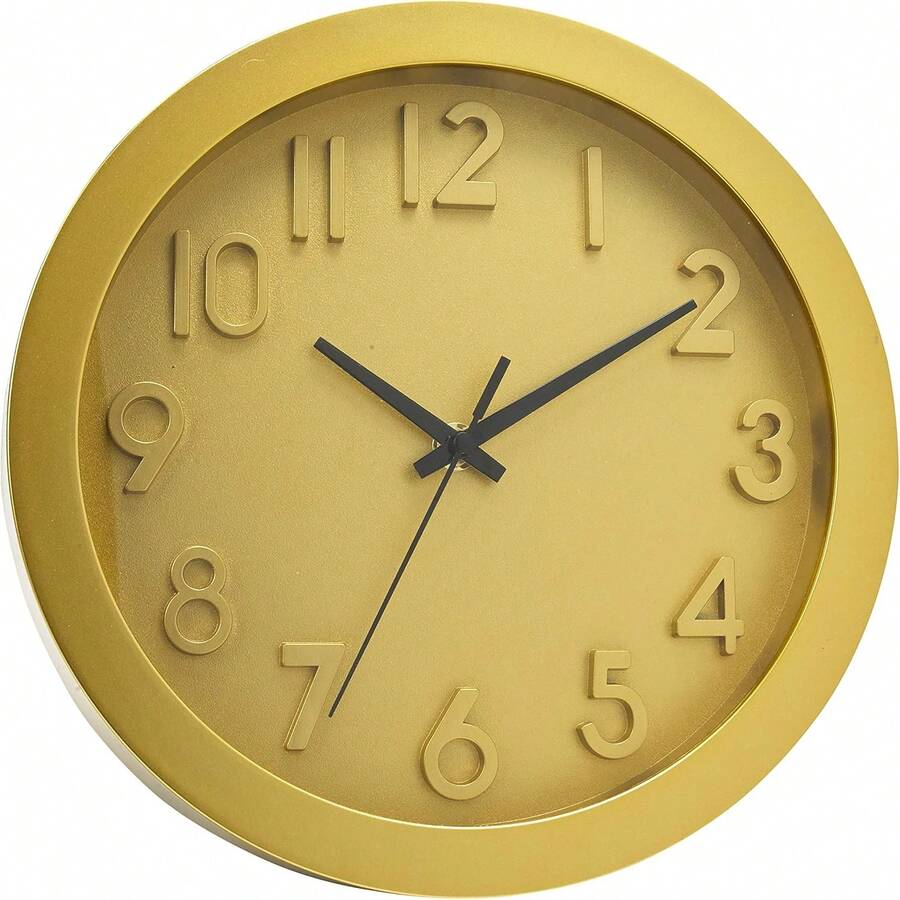 Reloj de Pared, Decorativo, Silencioso, para Sala de Estar, Recamara, Cocina, de 25 cm, Análogo, Redondo - gris - Ver 1