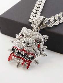 1pc Hip Hop Style Fully Rhinestoned Bulldog Pendant, Stylish And Men's Accessory, Suitable For Daily Wear - Bulldog Pendant Necklace - View 11