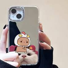 Funda para teléfono con diseño de disfraz de pollo enfadado, compatible con iPhone 16, 15, 14 Pro Max, 13, 12, 11, XR y XS Plus. Fabricada en silicona TPU, ofrece protección contra golpes y caídas, además de una excelente sensación al tacto. Es el regalo ideal para familiares, amigos y seres queridos. - Plateado - Ver 1