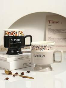 1pc Unique Ceramic Material Mug, Suitable For Office, Home, Restaurant, Coffee Cup, Tea Cup - Multicolor - View 5