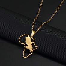 1 chiếc vòng cổ mặt dây chuyền hình bản đồ châu Phi với Guadeloupe và Mayotte, kích thước 3.5CM, dành cho nữ và bé gái, làm bằng thép không gỉ. - Nhiều màu - Xem 8