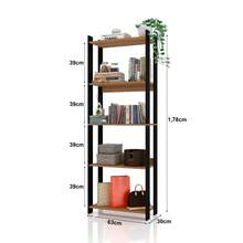 Estante Organizador Livreiro Estilo Industrial Madeira MDP Prateleira p/ Livros Quarto Sala Cozinha Decoração Ambientes - Preto - Visão 3