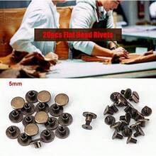 20 juegos 5 mm 6,5 mm 8 mm Kit surtido de latón Tornillo Postes de metal Botón de remache de clavo para bricolaje Decoración de cuero Encuadernación Ranurado Tornillo de cabeza plana (5 mm) - 1 - Ver 5
