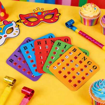 5 tấm thẻ chơi Bingo cửa sổ trượt tái sử dụng, thích hợp cho các trò chơi Bingo, trò chơi bài trong các bữa tiệc, hoạt động trong lớp học và các buổi họp mặt gia đình.