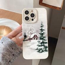 Funda de teléfono moderna y elegante Funda de teléfono: 1 Escena de nieve de invierno Cabaña Ardilla Funda blanca suave de alta calidad para iPhone 17/16/15/14/13/12 11 Pro Max Series y 14/15/16 Plus 12/13 Air, regalo de cumpleaños, regalo de amigo, funda móvil para pareja, novio, novia, fundas protectoras de diseñador lindas y femeninas para mujeres - 1 pieza - Ver 2