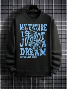 Men's Basketball Print Crew Neck Sweatshirt - Black - View 6