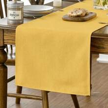 Artoid Mode Camino de mesa color marrón claro, decoración de cocina y comedor para temporada de otoño, lavable, para decoración de fiesta en el hogar, 13x72 pulgadas(13" x 48", Table Runner Amarillo) - Multicolor - Ver 2