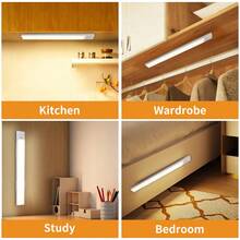 2pcs USB Rechargeable LED Motion Sensor Lights, Super Thin Wireless Under Cabinet Lighting, 3 Color LED Strip, Suitable For Kitchen, Closet, Stairs, Hallway, Emergency Lighting, Christmas, Halloween Gifts - 2pcs - View 6