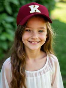 1pc Personalized 26 Letter Name Print Sun Hat Baseball Cap, Adjustable Unisex Kids Outdoor Casual Sun Protection Hat