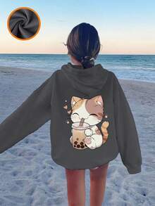 1 Stück Mädchen Lässig Bedruckter Sweatshirt, warm thermisch gefüttert, Langarm, Pullover, geeignet für Valentinstag - Lustiger und farbenfroher Sweatshirt, um die Fantasie jedes Kindes zu inspirieren