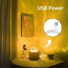 Aurora And Ripple 2-In-1 Projection Light -16 Color RGB LED Ambient Light With Remote Control, USB Power Supply, Nordic Aurora And Ocean Wave Night Light, Suitable For Bedroom, Party Decoration And Meditation | Perfect Gift, Can Be Used As Birthday Gift, Anniversary, Halloween And Christmas Holiday Gift. - Nhiều màu - Xem 7