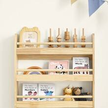 SoBuy Children's Bookshelf, Wall Shelf For Children's Room, Children's Shelf, Storage Shelf With 4 Shelves For Books, Toys And Decorations, Children's Room Furniture, Natural, 80x118x12 Cm KMB08-N - Màu tự nhiên, 60x80x12 cm - Xem 4