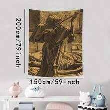 Vintage Skeleton Design Tapestry, Aesthetic Wall Hanging Decor, Polyester Tapestry For Bedroom Home Office Decor, Home Accessories, Halloween - Nhiều màu - Xem 3