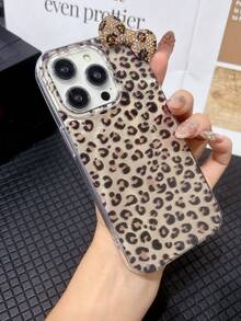 Luxury Leopard Print Seashell Texture Phone Case, Suitable For IPhone 16/15/14/13/12 Pro Max/11/17/17 Pro/17 Pro Max, Fashionable Shock-Resistant Back Cover - Gold Diamond Leopard Print - View 2
