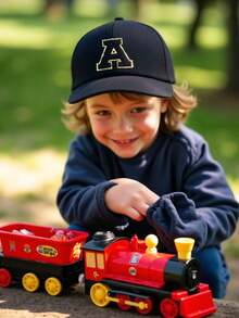 1pc Kids 26 Letter Baseball Cap, Fashionable Boys/Girls Sun Hat, UV Protection, Adjustable, Casual Hat, Suitable For Girls Back To School Daily Wear - Black - View 3