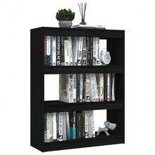 vidaXL Bücherregal/Raumteiler Schwarz 100x30x103 cm Kiefer Massivholz - Schwarz - Übersicht 1
