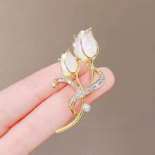 New Cat Eye Stone Tulip Brooch, High-End Temperament Brooch, Exquisite Suit Sweater Brooch, Accessory Chest Flower, The Best Gift For Mothers - 貓眼鬱金香 - 查看 4