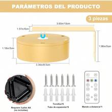 MX   Lampara para Cuadros con Mando 3 Pzas Luz de Pintura Regulable Exhibición de Arte Lámpara de Pared Alimentada Por Batería para Marcos de Arte y Decoración de Paredes de Fiesta oro RGB - aire - Ver 4