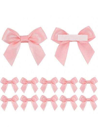 3/25/50pcs Handmade Self-Adhesive Satin Ribbon Pink Bow, 2 Inch Self-Adhesive Satin Ribbon Bows, Suitable For Gift Wrapping, Pre-Made Satin Ribbon Bows With Double-Sided Tape, Can Be Used For Crafts, Baby Showers, Birthday Parties, Weddings, Parties, Hair Accessories, Clothing, Valentine's Day Decor