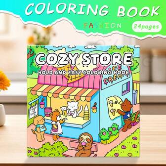 GDTME 24-Page Single-Sided Cute Animal Coloring Book, 2026 New Edition, Simple & Easy To Color, Stationery, Painting Notebook, Ideal Christmas, New Year, Valentine's Day Gift, 7.9"X7.9"