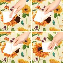 Flower Sunflower Round Tablecloth With Elastic Floral Fitted Round Table Cover Wipeable Circle Outdoor Table Cloths For Parties Dining Kitchen Decor Tablecloth Fit For 40\-44\ Tables,42inch(Round),E:Sunflower - E:sunflower - View 4