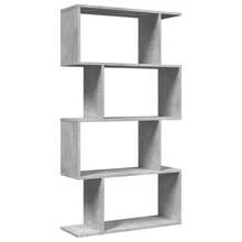 Divisória de Ambientes vidaXL com Estante e 4 Prateleiras, Cinza Concreto, 70x24x129 cm - Cinza - Ver 3