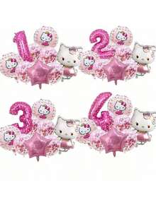 Juego de globos grandes y lindos de de látex rosa, globos decorativos con estilo de dibujos animados de números kawaii, adecuados para fiestas de cumpleaños, ceremonias de regreso a la escuela, reuniones con amigos, fondos para fotografías, escenas de fiesta - Multicolor - Ver 4