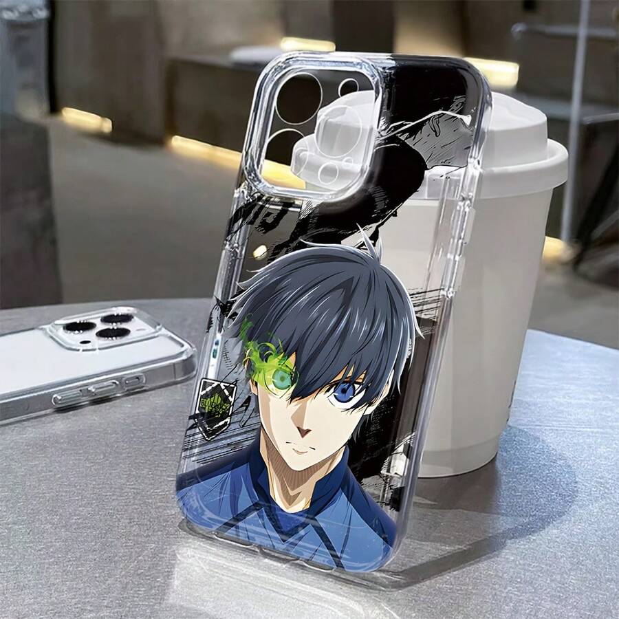 La funda de teléfono The Anime BLUE LOCK es compatible con los modelos de 16E, 16, 15, 14, 13, 12, 11 Pro Max, X, XR, XSMAX, 8 y 7 Plus, con una parte trasera suave de TPU transparente. - transparente - Ver 1