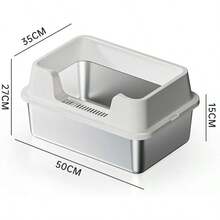 Techigher Stainless Steel Cat Litter Box, Extra Large Litter Box With Scoop, Never Absorbs Odors, Leak-Proof, Stain-Free, Rust-Free, Easy To Clean - Beige_50*35*27CM - View 7
