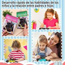 50 PACK Scratch Art, Libros para Colorear Mayoreo, Papel de Arteíris con 50 Lápices y 4 Cuatro Plantillas de Dibujo, Juguetes para Fiestas Infantiles, Premios, Regalitos, Recuerdos para Niñas, Día Del Niño Escuela - paquete de 40 - Ver 5