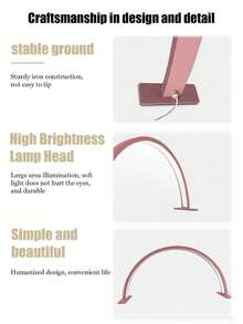 1pc Portable Semi-Circle LED Light, Size 21.56 Inch/15.35 Inch, White/Pink/Black, With Control Button, USB Powered, 3-Color Dimmable, Suitable For Manicure, Eyelash Extension, Tattoo And Skincare, Can Be Used As Beauty Salon Lighting - Multicolor - View 6