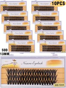 SACKVIS 10 Boxes 50D Of 600 Clusters Of 0.07 Thick Fake Eyelashes, Length 9-14mm, Long, Soft, Voluminous, Fine Black Stem Eyelashes Suitable For All Eye Shapes, Perfect For Dates, Daily Makeup - C - View 12